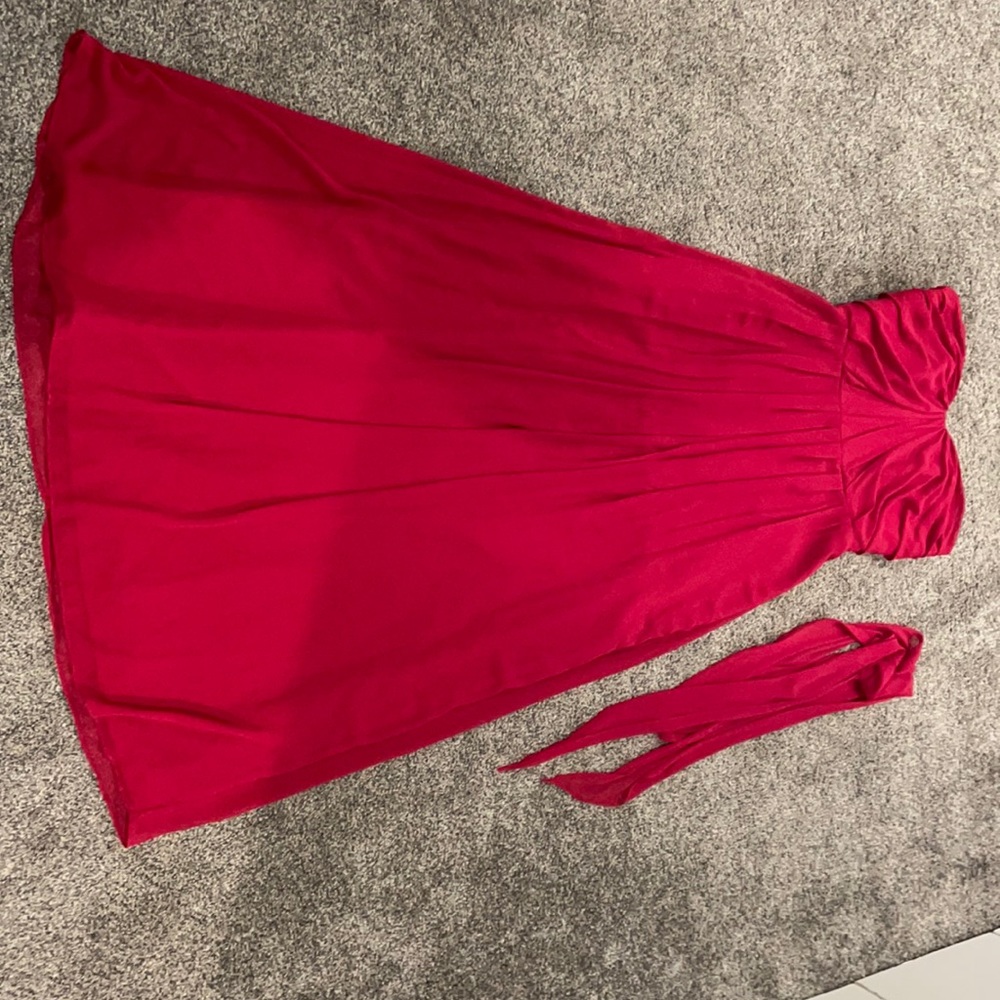 Maroon long chiffon dress, with sweet heart neckline. Size 10